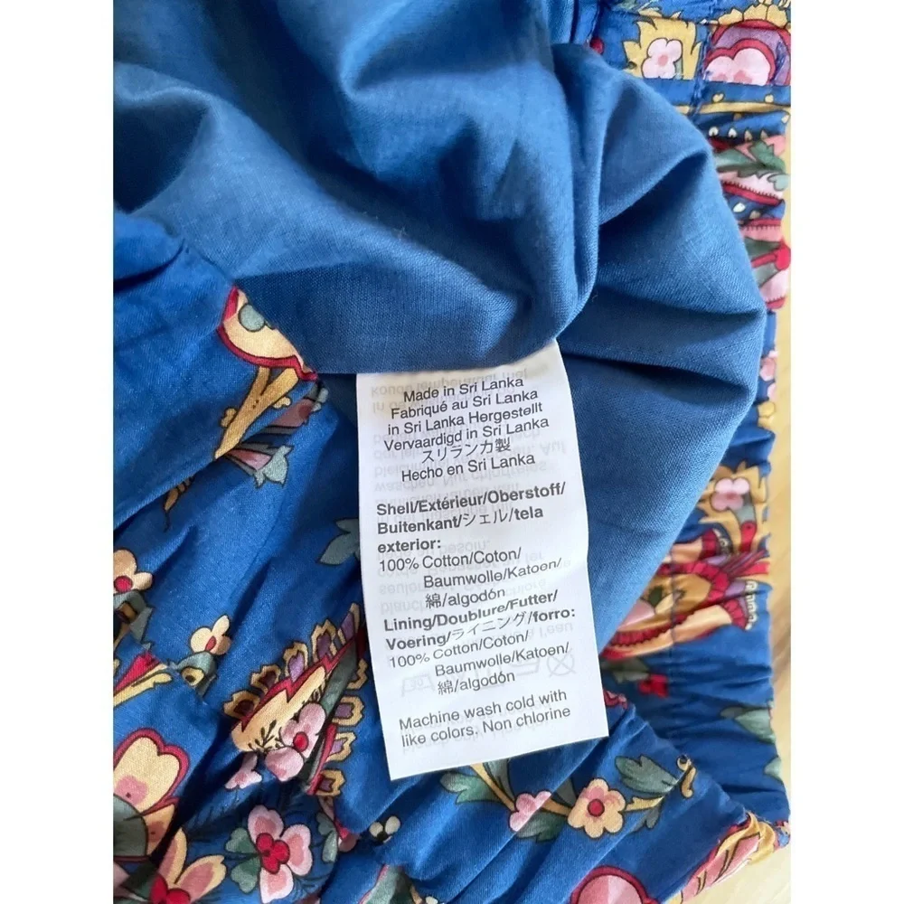 J Crew Liberty Fabric Flora Belle Blue Belted Pull-On Boho Peasant Midi Skirt 00